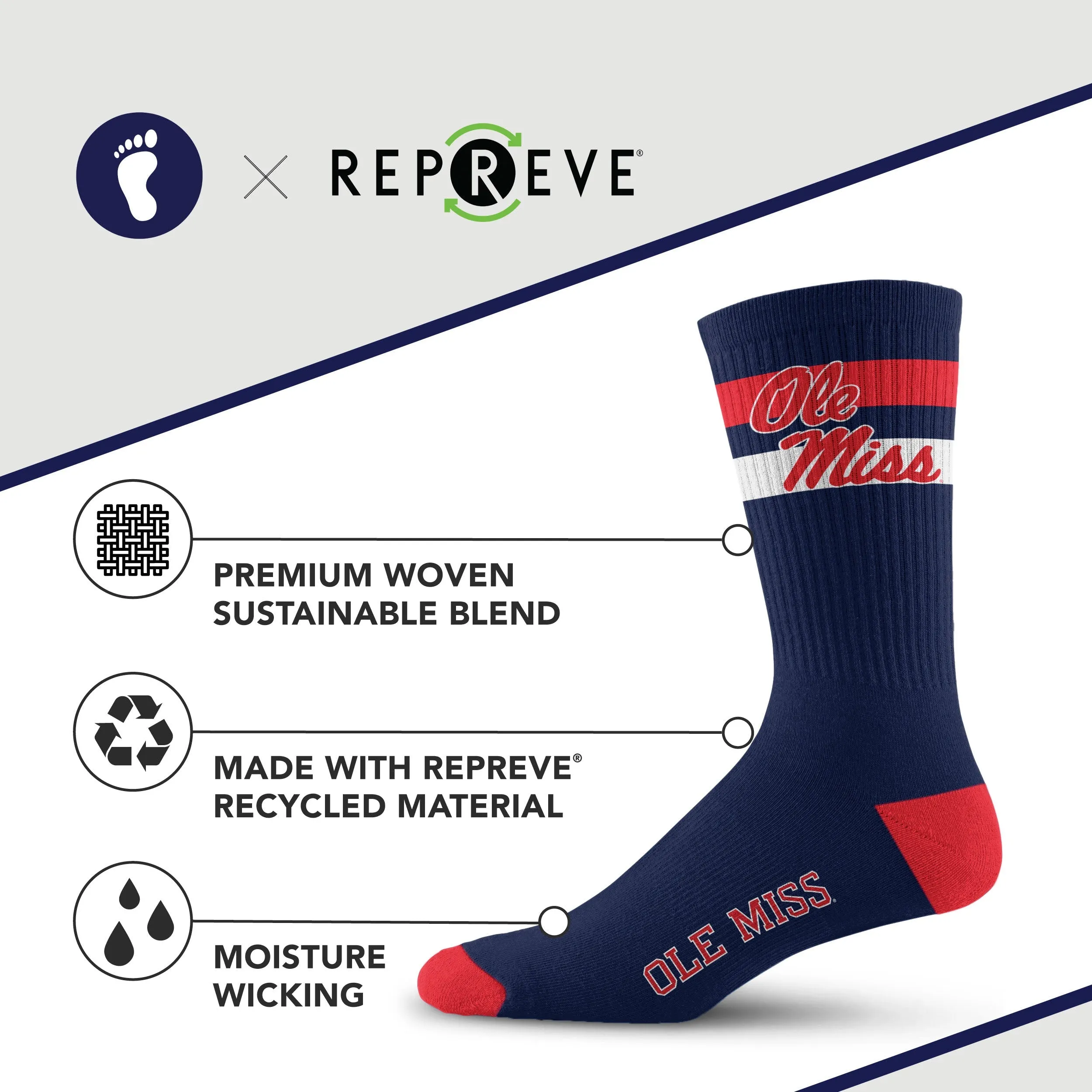 Mississippi Rebels Legend Premium Crew Socks