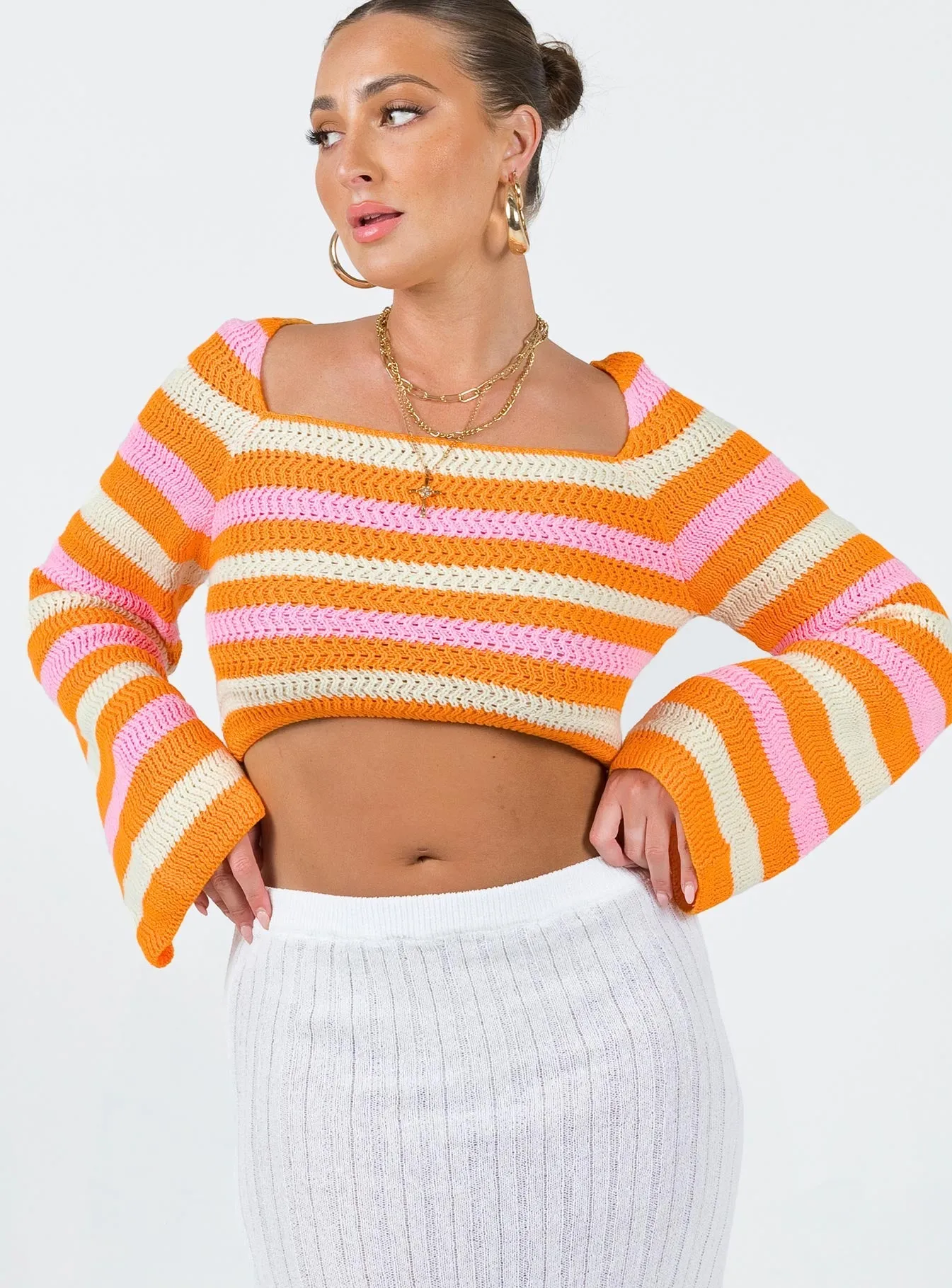 Mitty Knit Top Orange