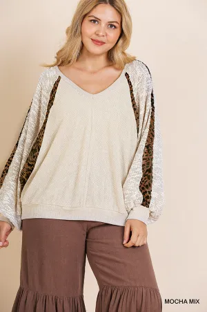 Mixed Animal Print-Mocha Mix Top
