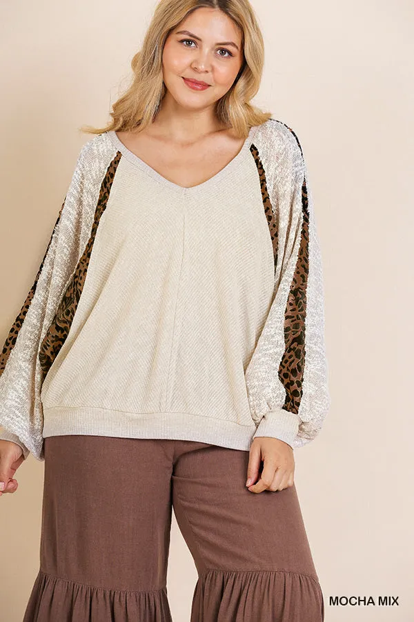 Mixed Animal Print-Mocha Mix Top