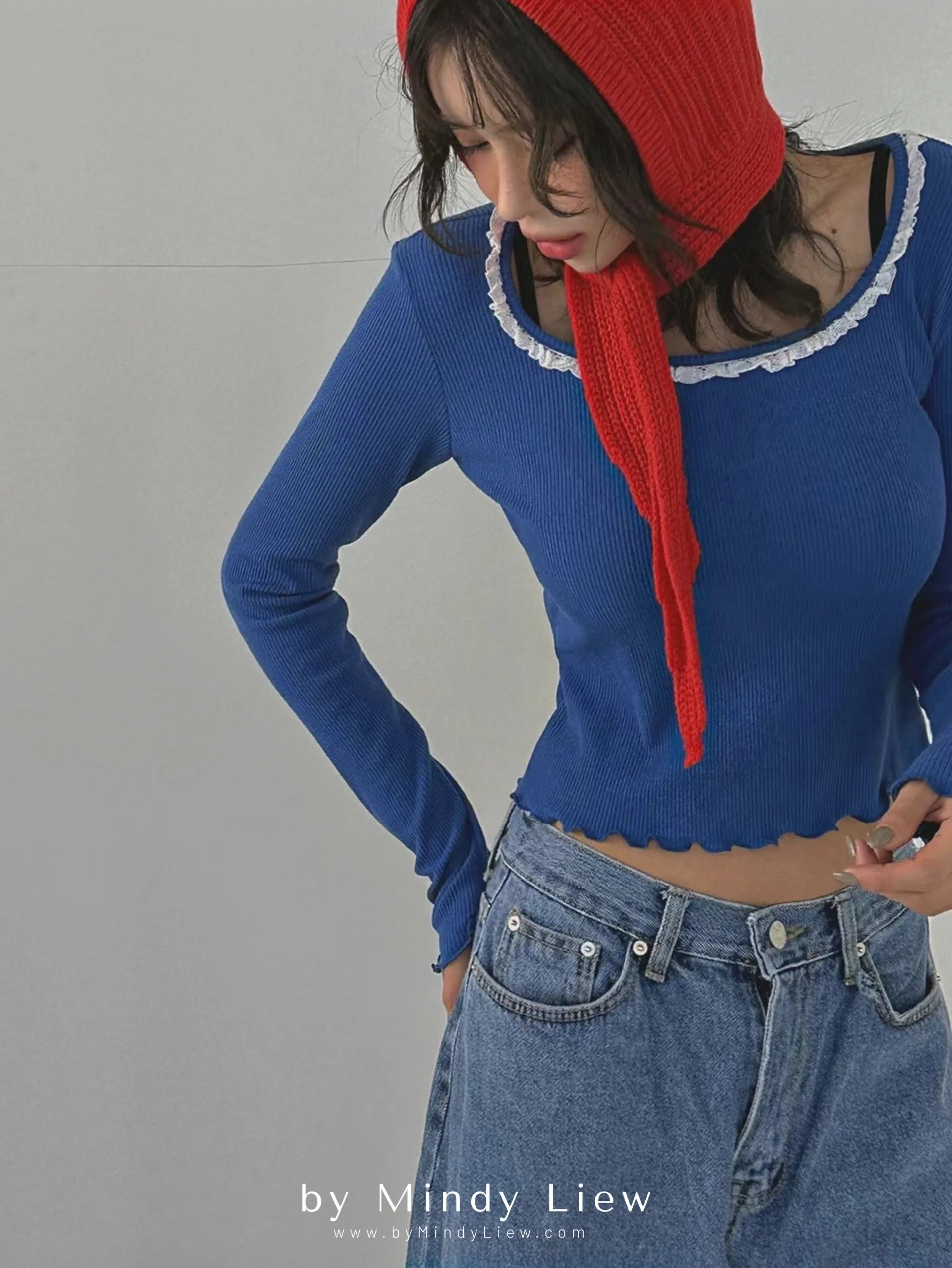ML241005 Knit Lace Trim Top