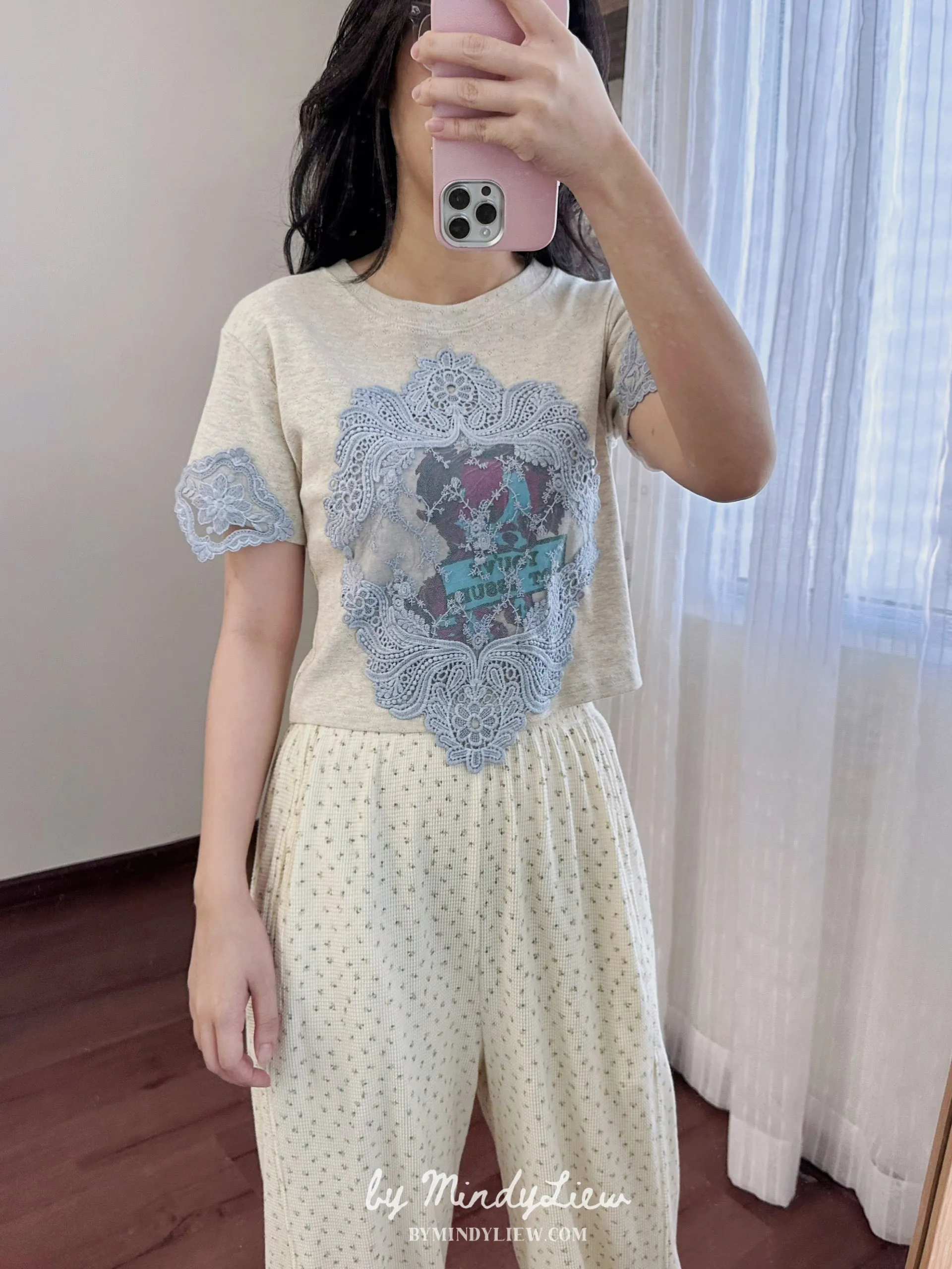 ML24327 Embroidered Lace Knit Top