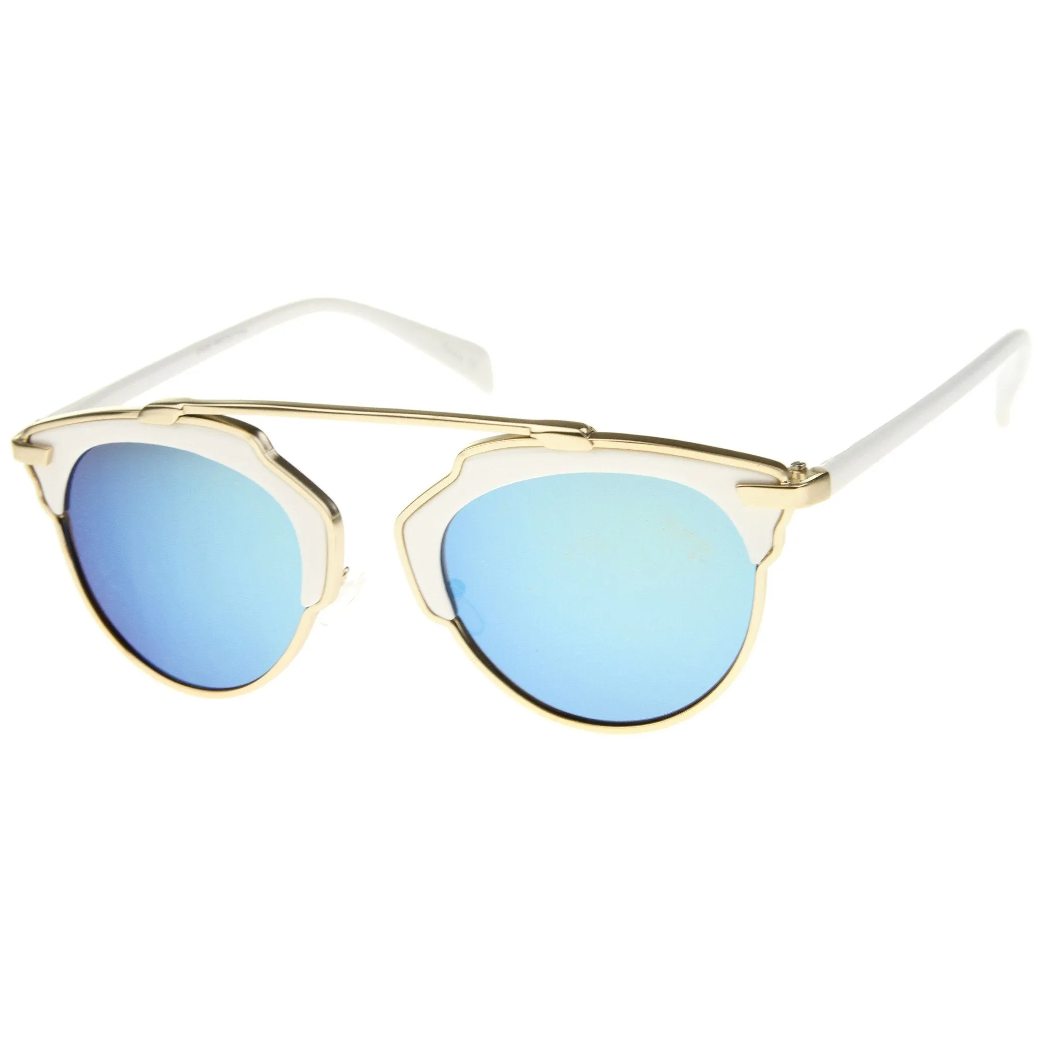 Modern Fashion 2 Tone Mirrored Lens Aviator Sunglasses A209