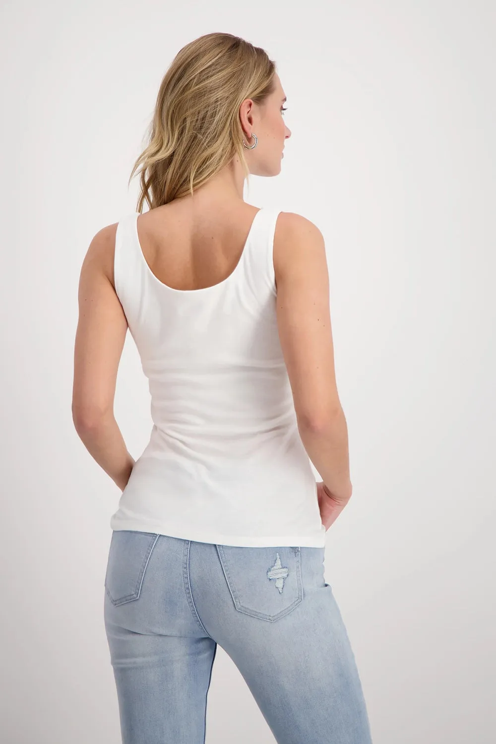 MONARI | Round Neck Top in Off White 408349