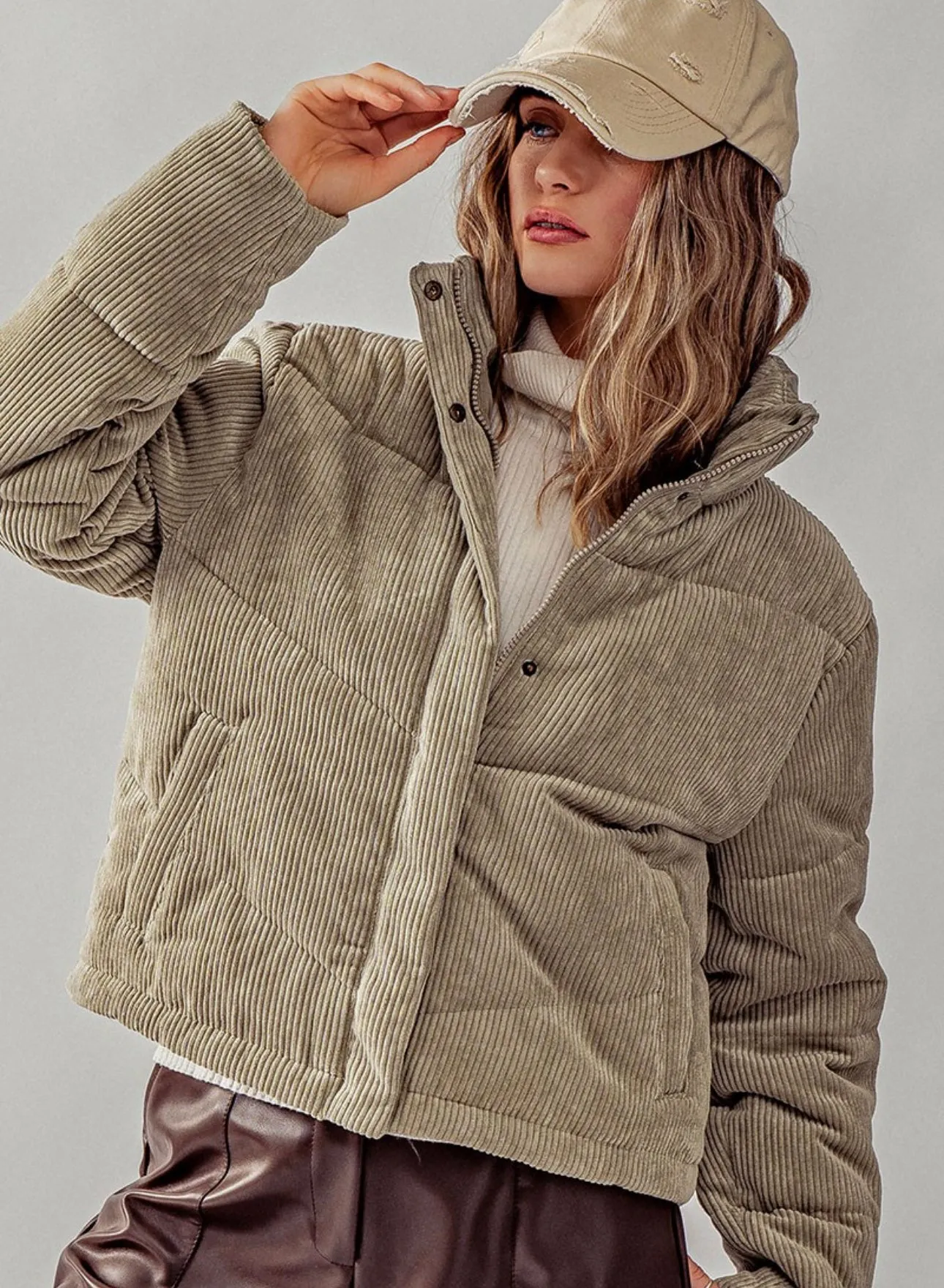 Moss Corduroy Puffer Jacket