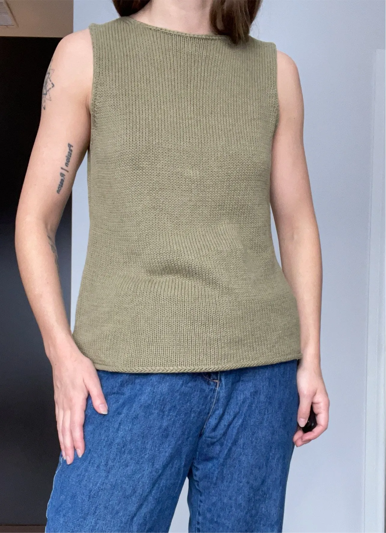 Moss Linen & Cotton Tank/Vest - S/M