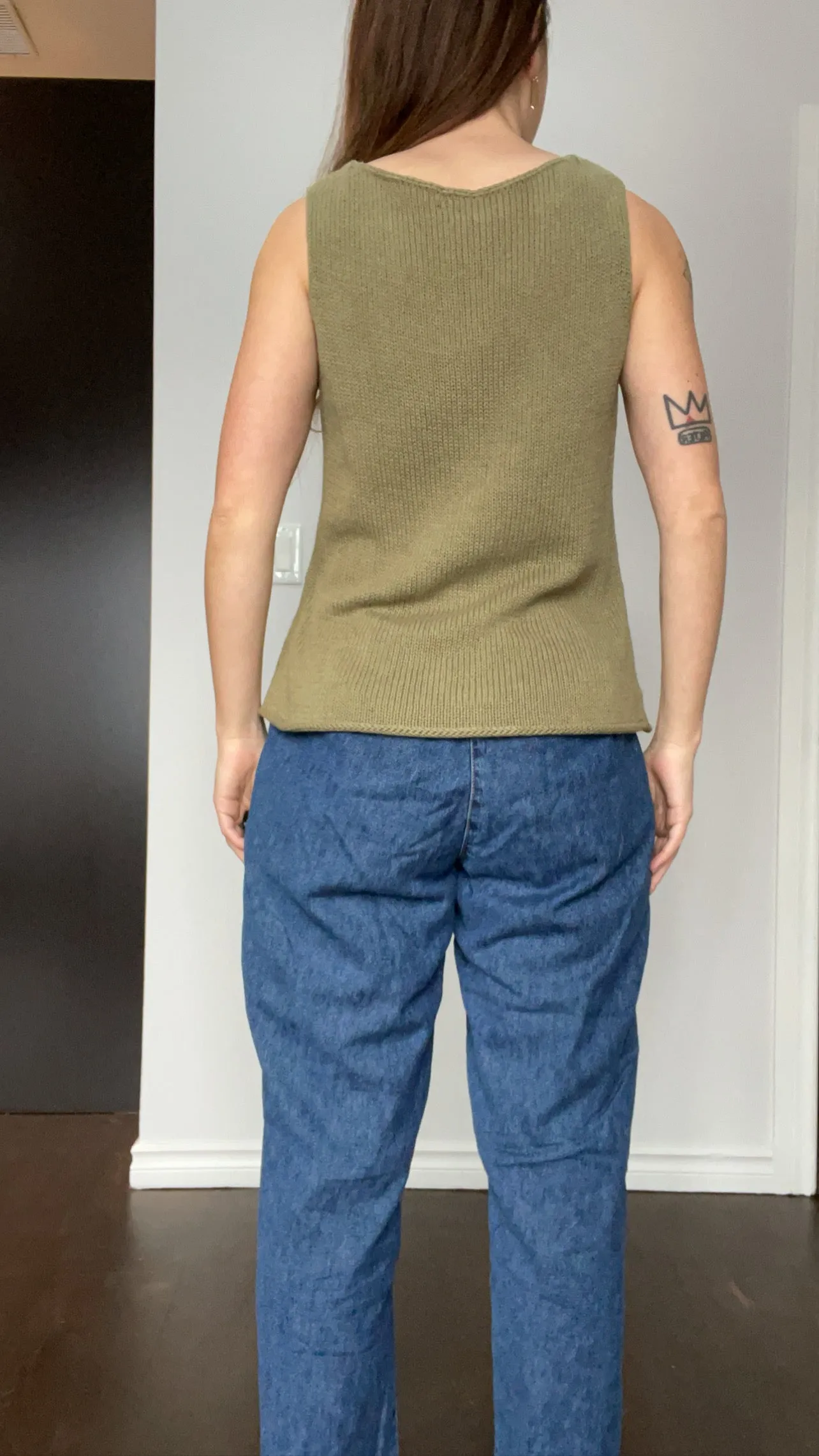 Moss Linen & Cotton Tank/Vest - S/M