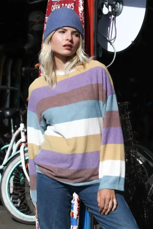 Multi Color Stripe Flannel Mock Neck Top /1-1-1