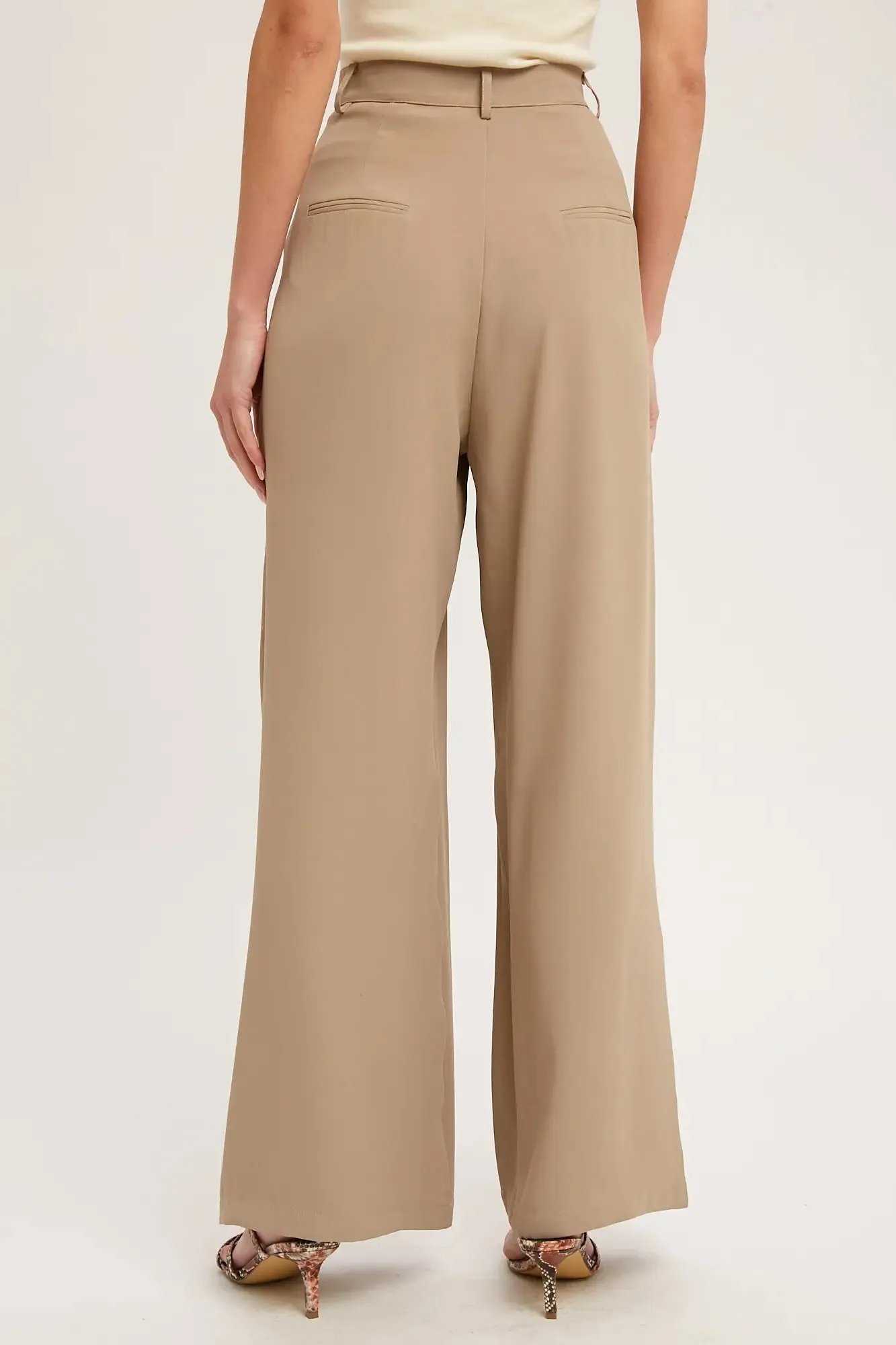 Mushroom Pintuck Wide Leg Pants