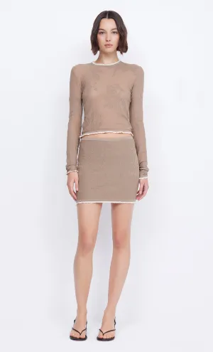 NAELLE CREW NECK KNIT TOP - TAUPEE