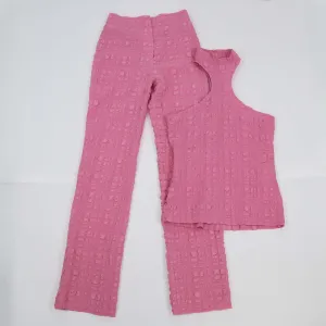 Nanushka Pink Seersucker High Neck Racerback Top & Pants