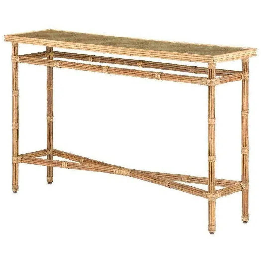 Natural Rattan Clear Silang Console Table