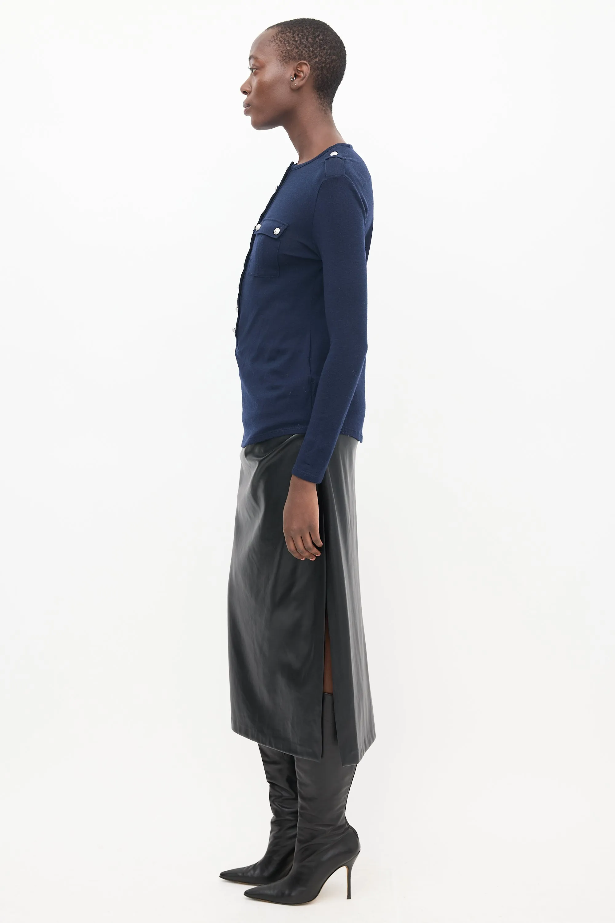 Navy Wool Knit Top