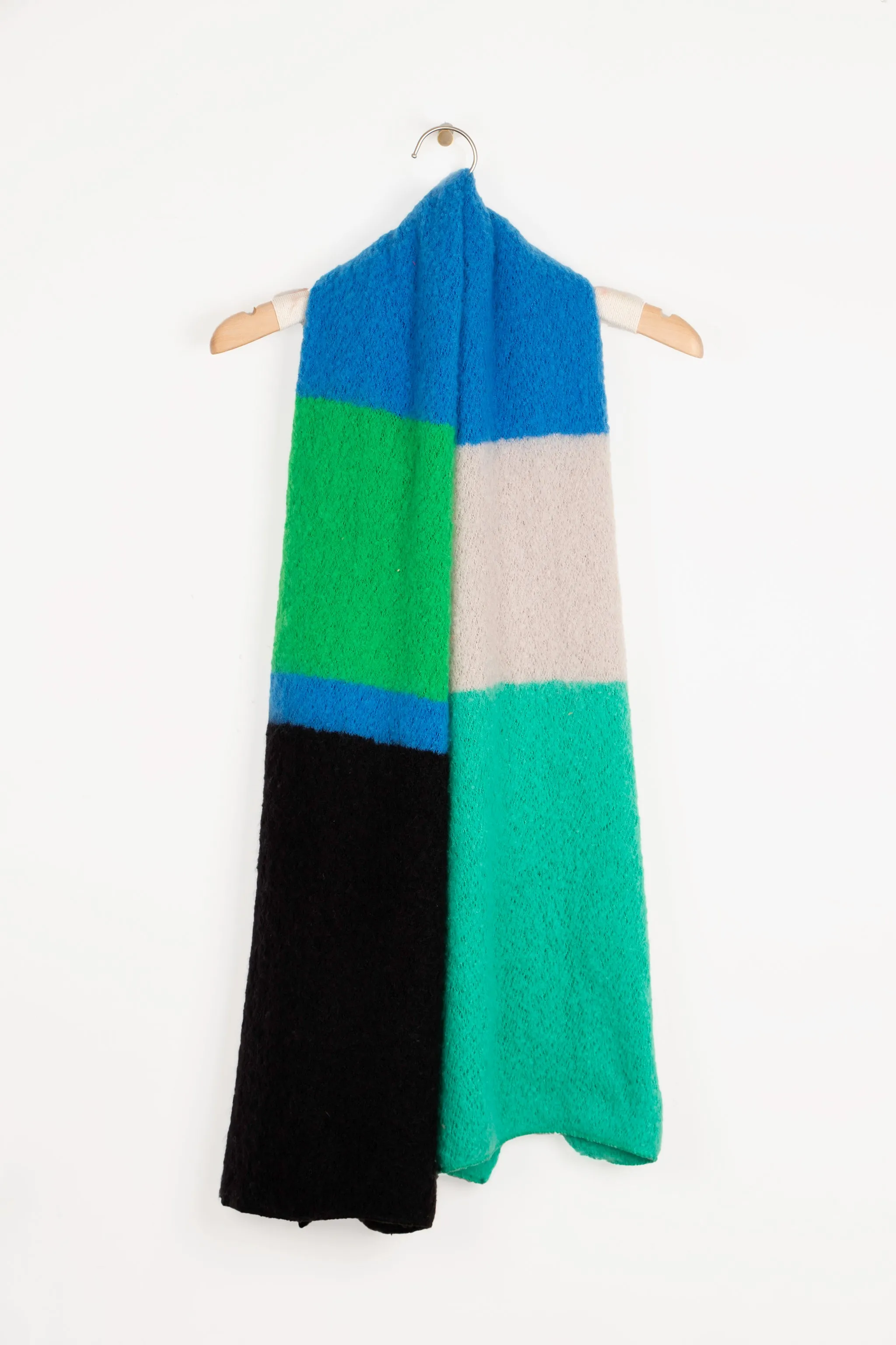 Nellie Heavyweight Scarf - Blue/Green, Colour Block