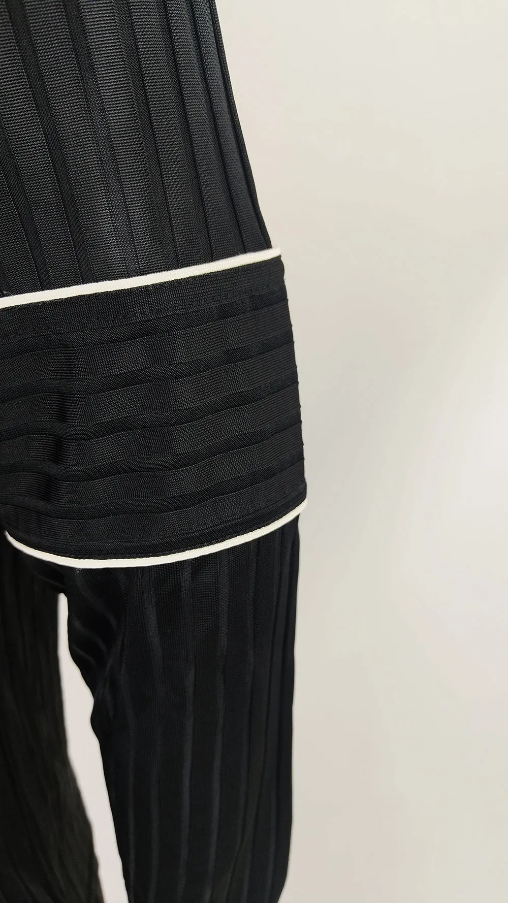 Nick Coleman Mens Vintage Black Ribbed Sheer Knit Jersey Top, 1990s