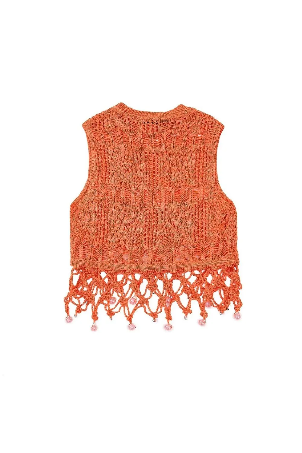 'Nika' Embellished Beaded Crochet Knit Top