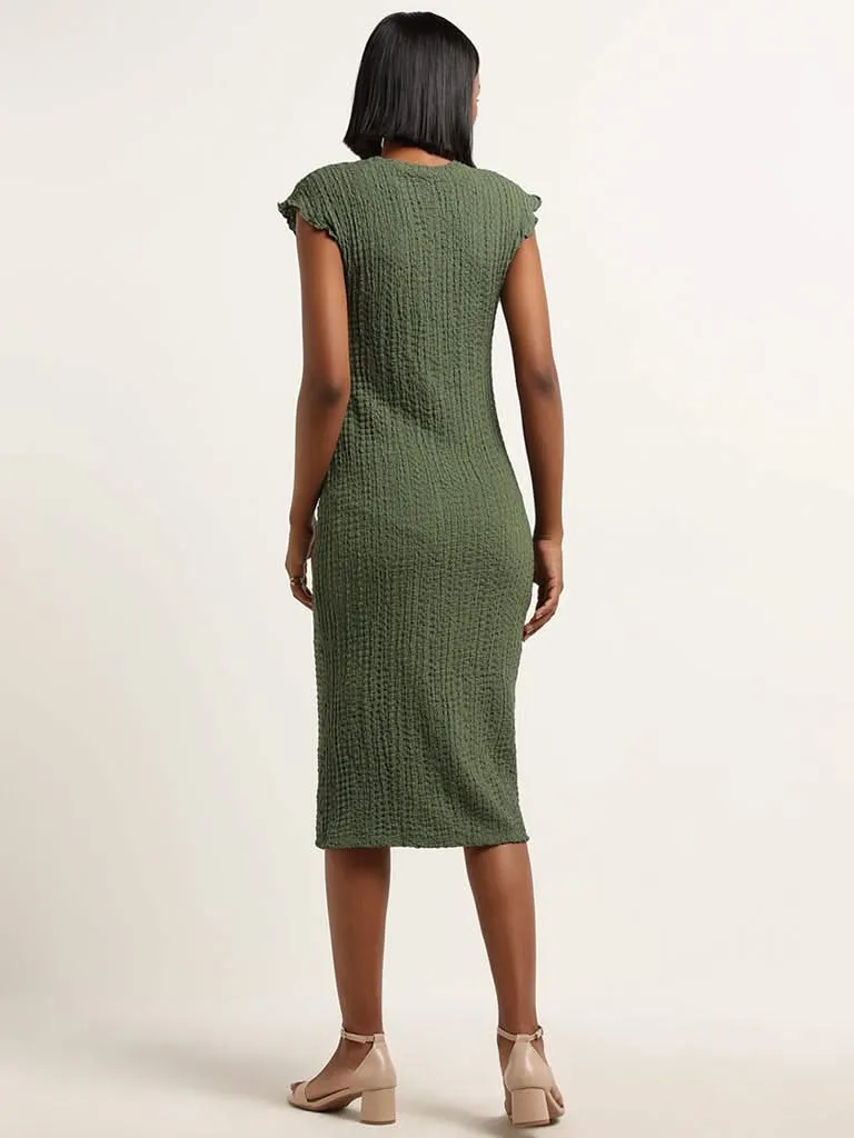 Nuon Olive Textured Bodycon Dress