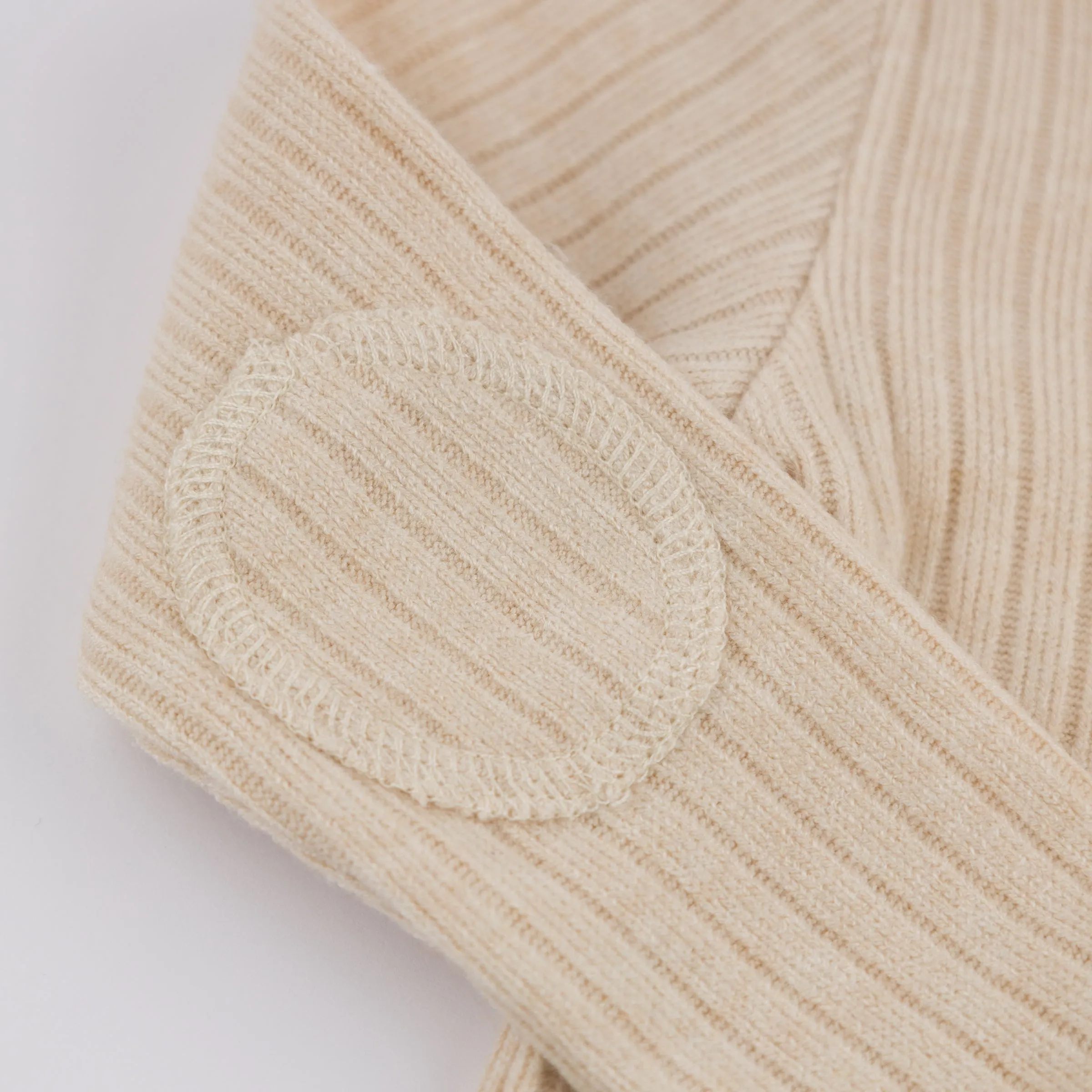 oh baby! Wide Rib Fuzzy Sweater Knit Elbow Patch Henley - Natural