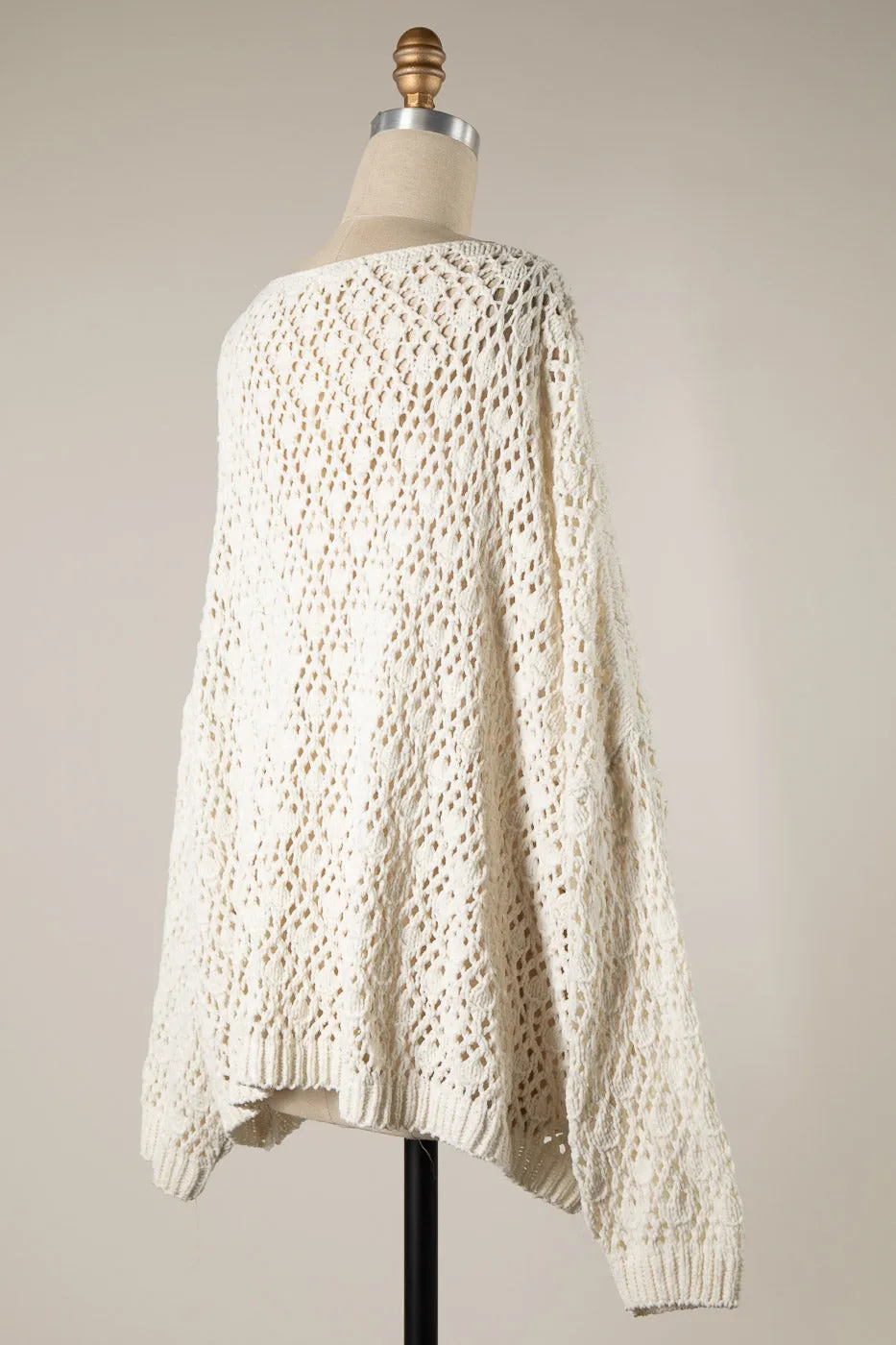 OPEN CABLE KNIT CHENILLE CROCHET SWEATER 1 PACK