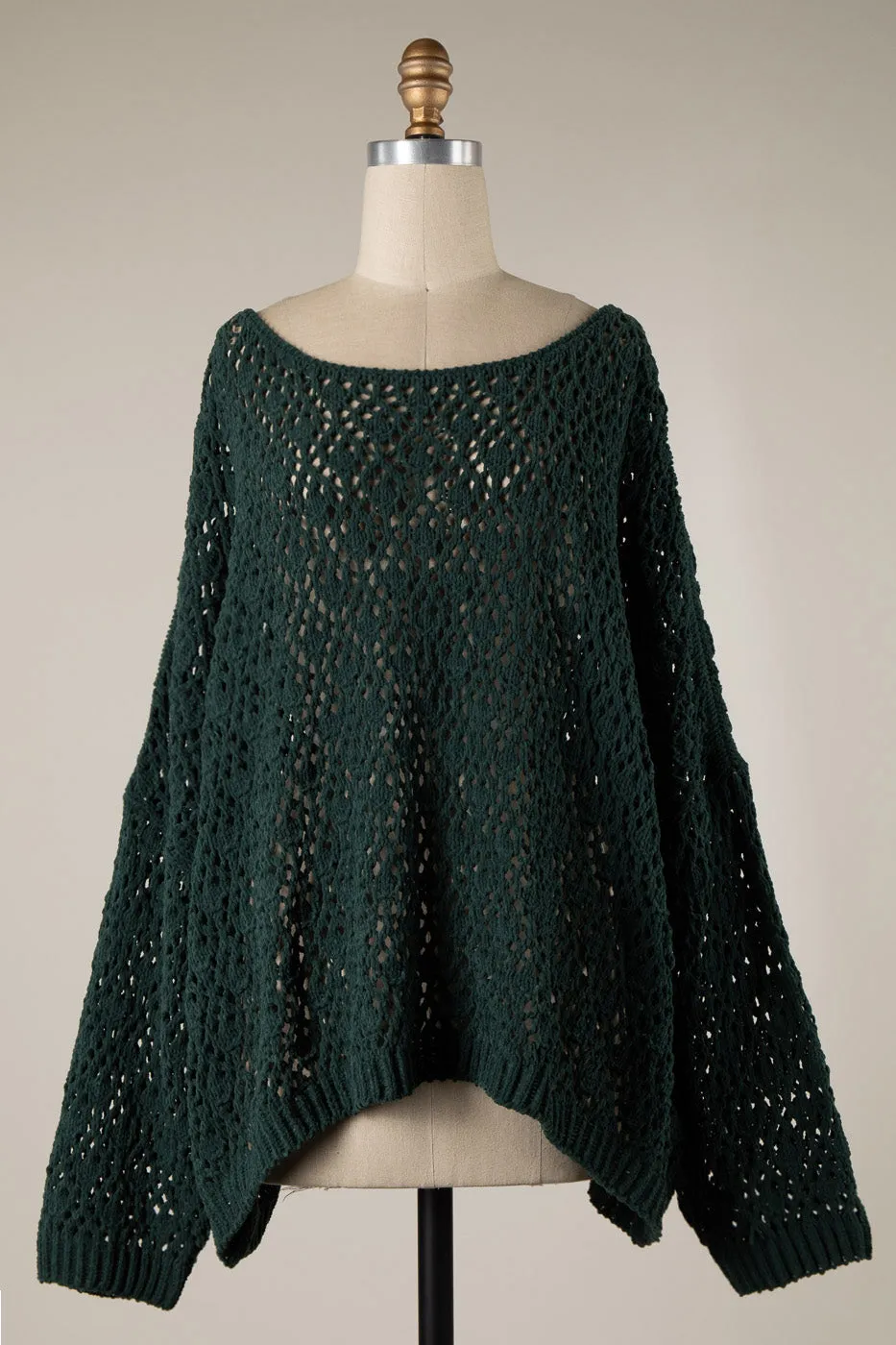 OPEN CABLE KNIT CHENILLE CROCHET SWEATER 1 PACK