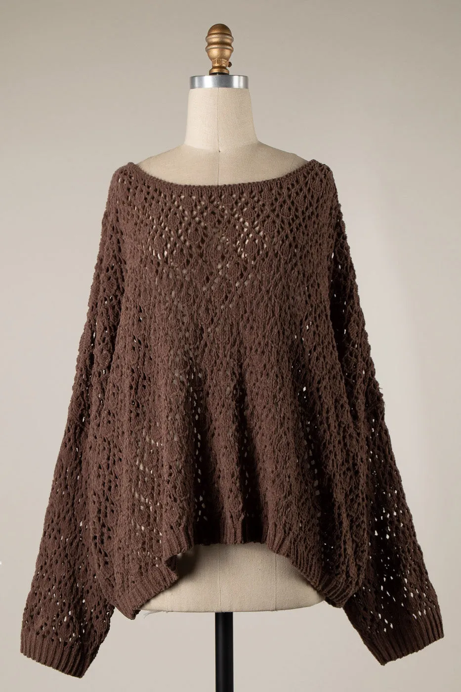 OPEN CABLE KNIT CHENILLE CROCHET SWEATER 1 PACK