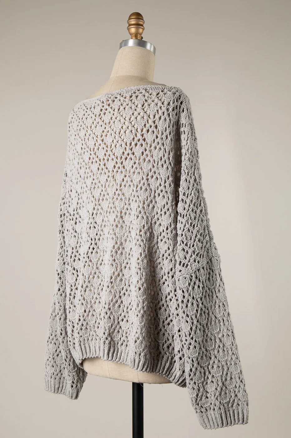 OPEN CABLE KNIT CHENILLE CROCHET SWEATER 1 PACK