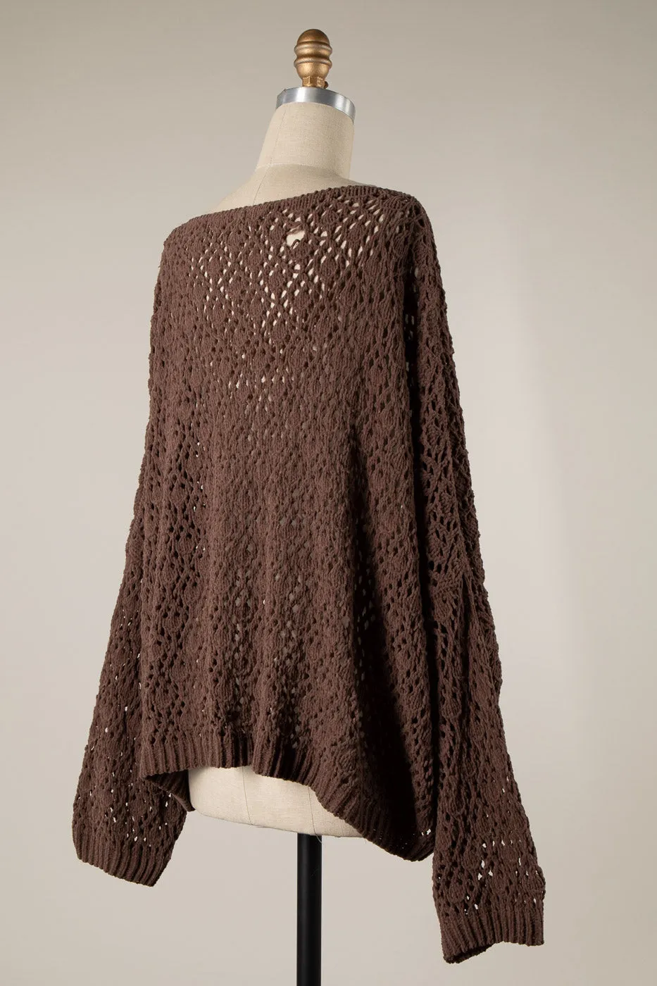 OPEN CABLE KNIT CHENILLE CROCHET SWEATER 1 PACK