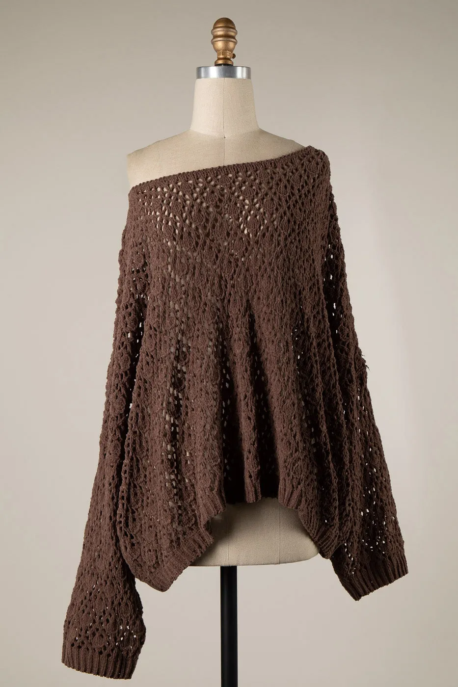 OPEN CABLE KNIT CHENILLE CROCHET SWEATER 1 PACK
