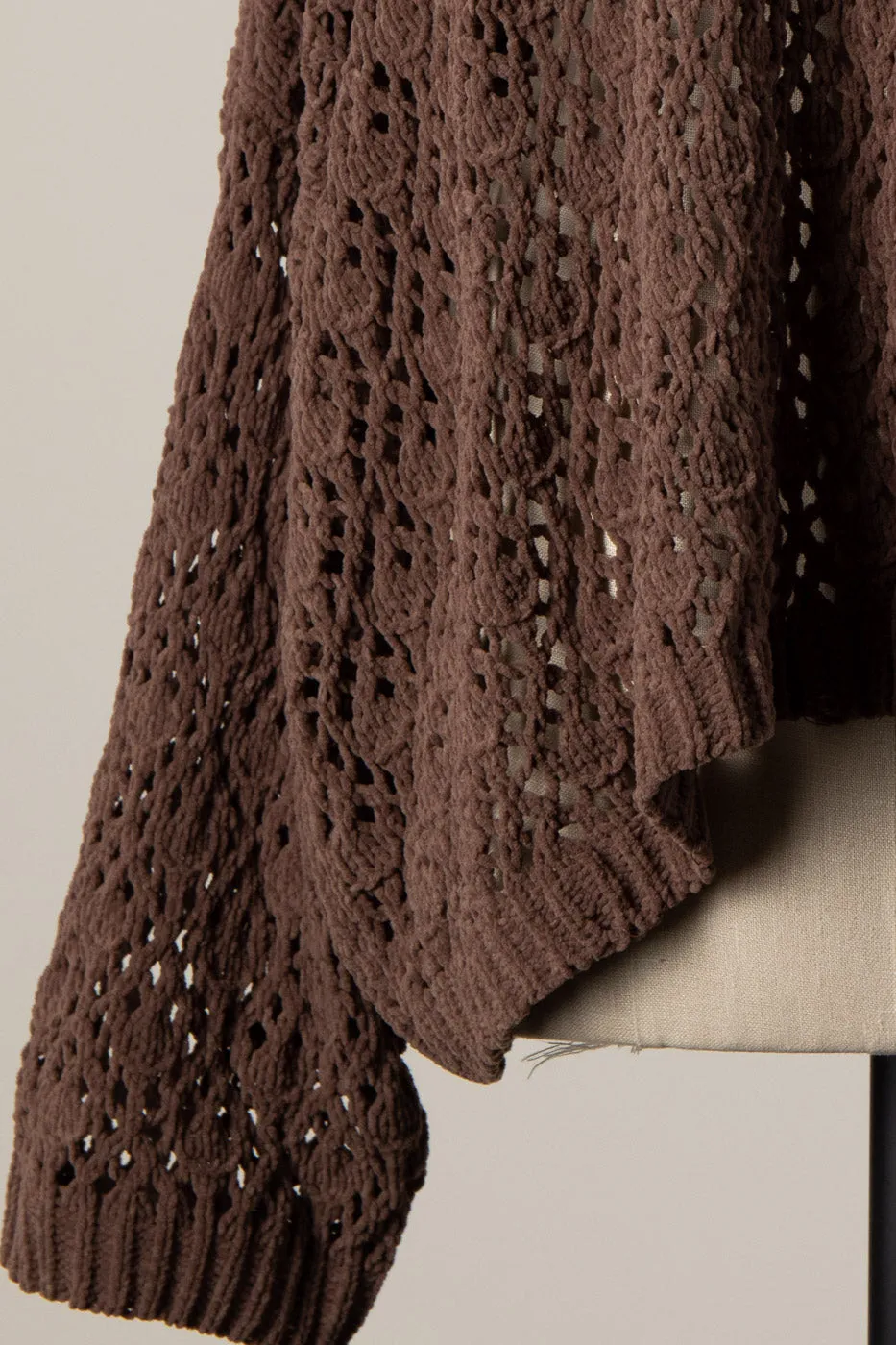 OPEN CABLE KNIT CHENILLE CROCHET SWEATER 1 PACK