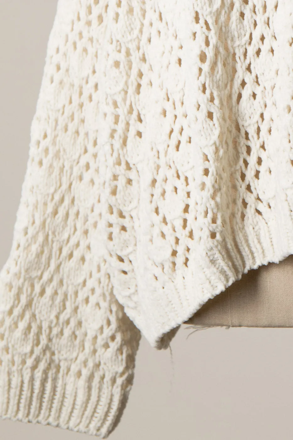 OPEN CABLE KNIT CHENILLE CROCHET SWEATER 1 PACK