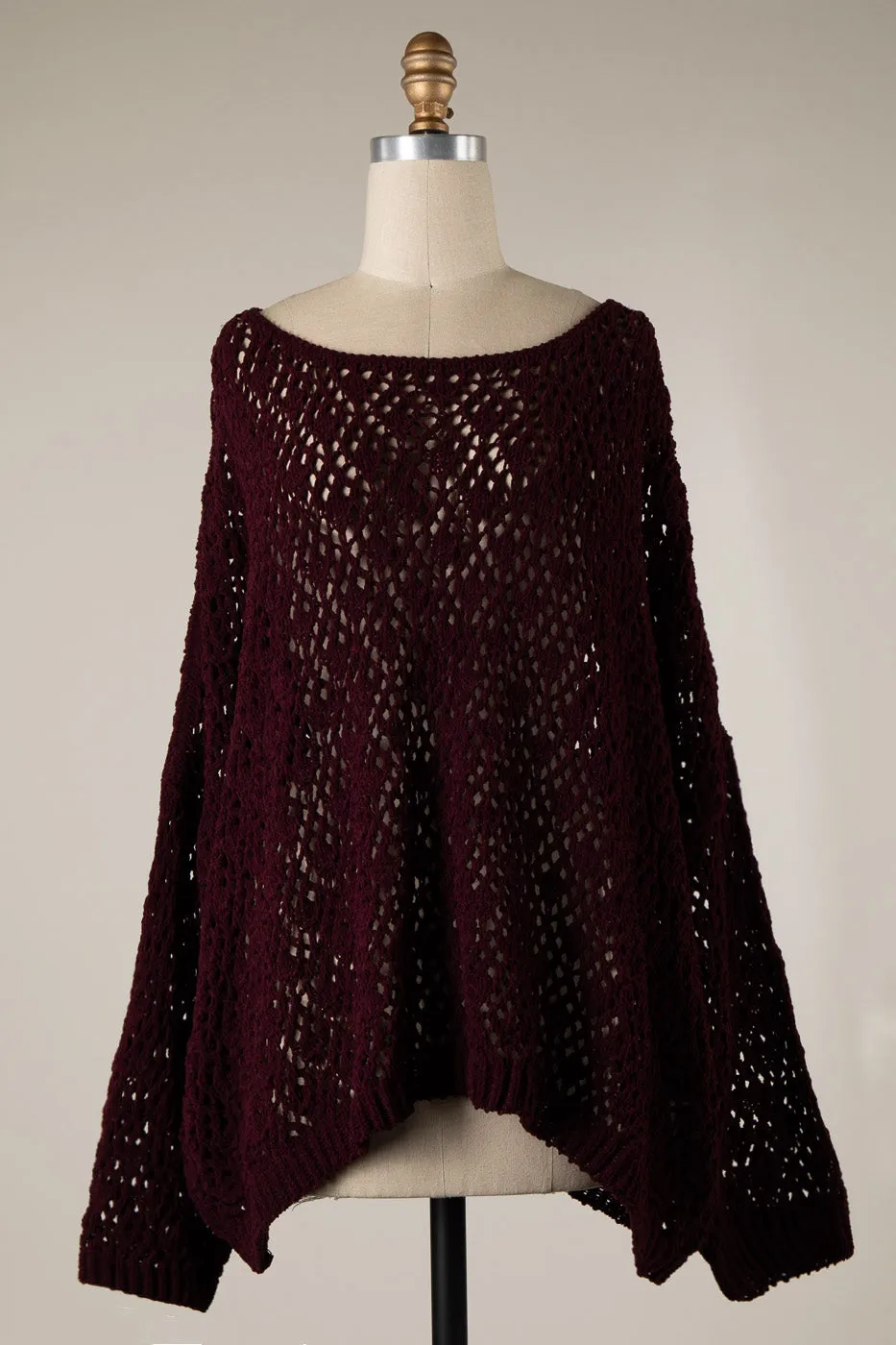 OPEN CABLE KNIT CHENILLE CROCHET SWEATER 1 PACK