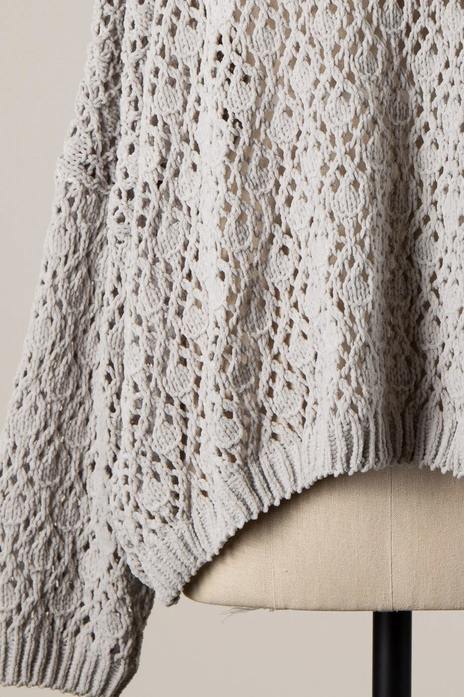 OPEN CABLE KNIT CHENILLE CROCHET SWEATER 1 PACK
