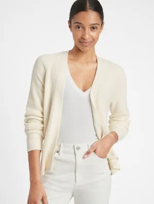Organic Cotton Open Cardigan Sweater in White