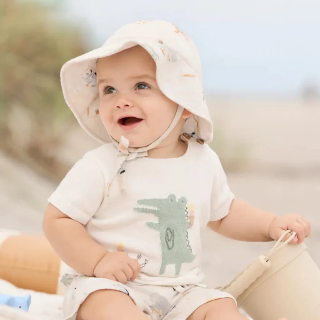 Organic Muslin Short Set Seaside Safari Alligator