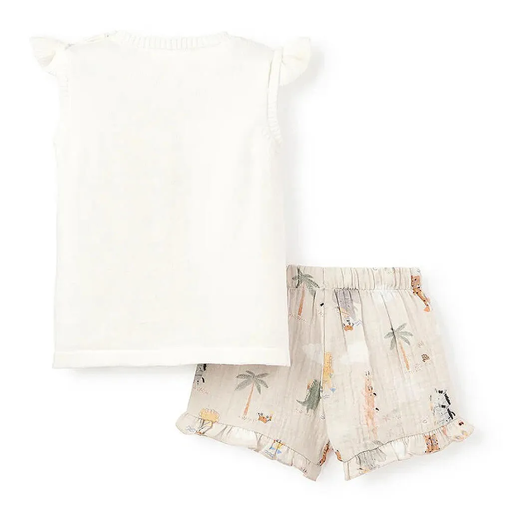 Organic Muslin Short Set Seaside Safari Giraffe