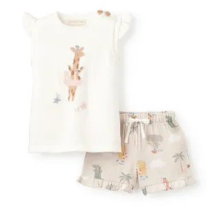 Organic Muslin Short Set Seaside Safari Giraffe