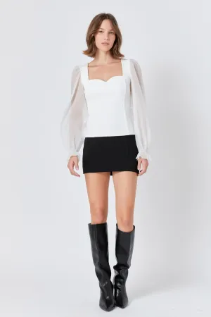 Organza Sleeve Knit Top