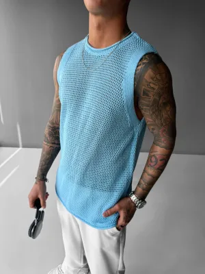 Oversize Textured Tanktop - Blue