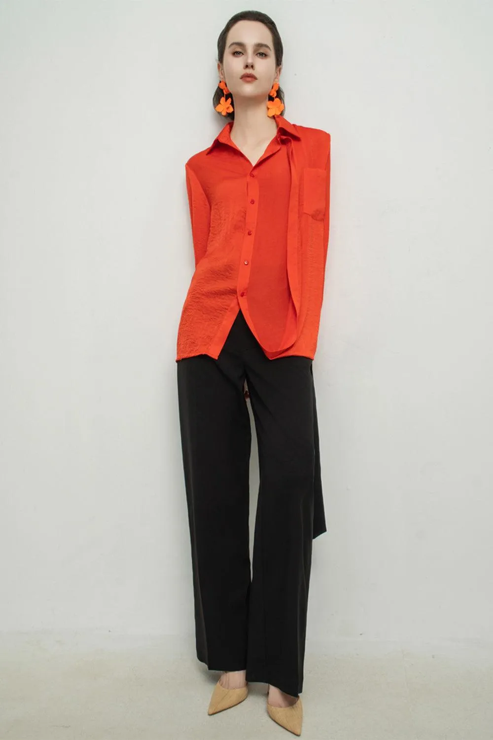 Paislee Straight Bishop Sleeved Silk Shirt