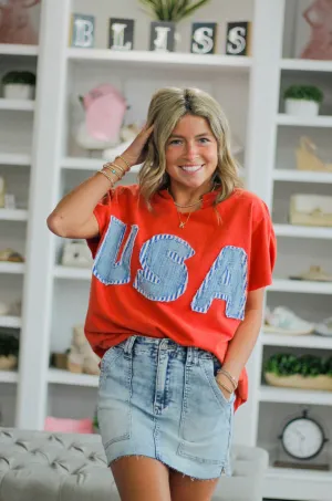 Patriotic Patched Knit Top