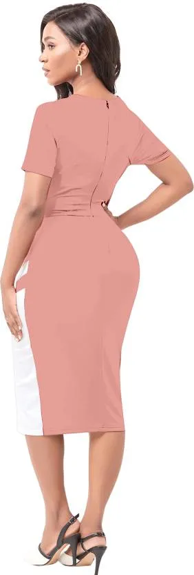 Peach Half Sleeve Bodycon Dress