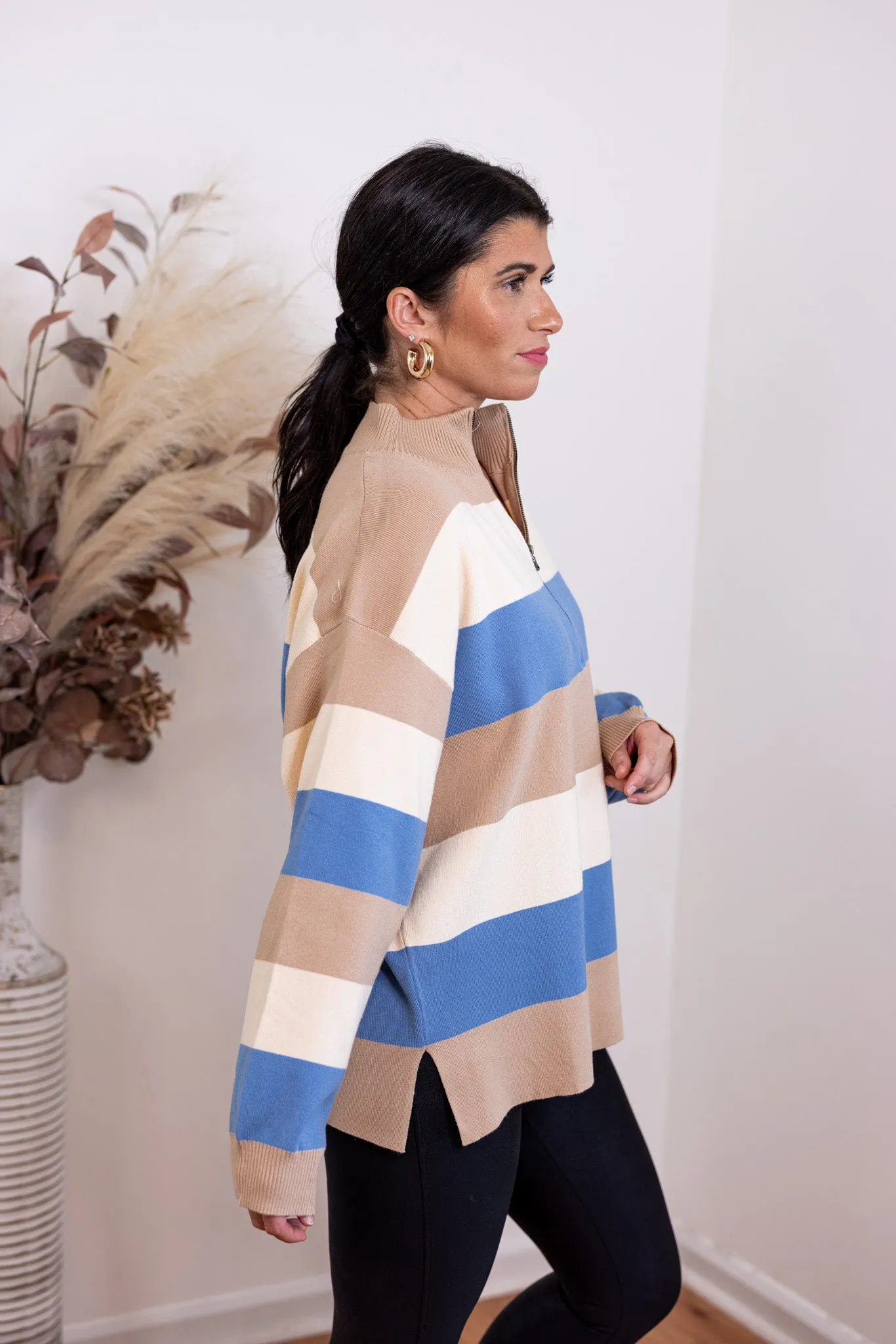 Perfectly Striped Blue Knit Top