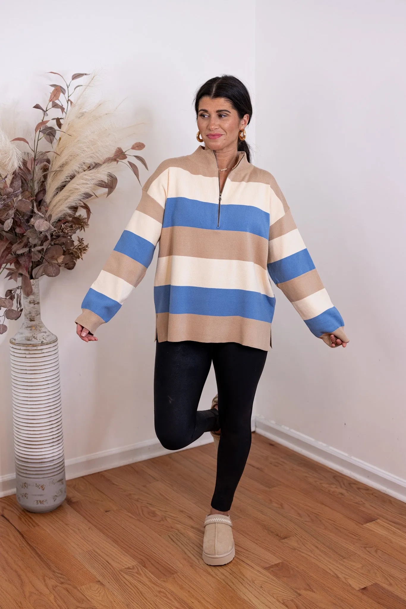 Perfectly Striped Blue Knit Top
