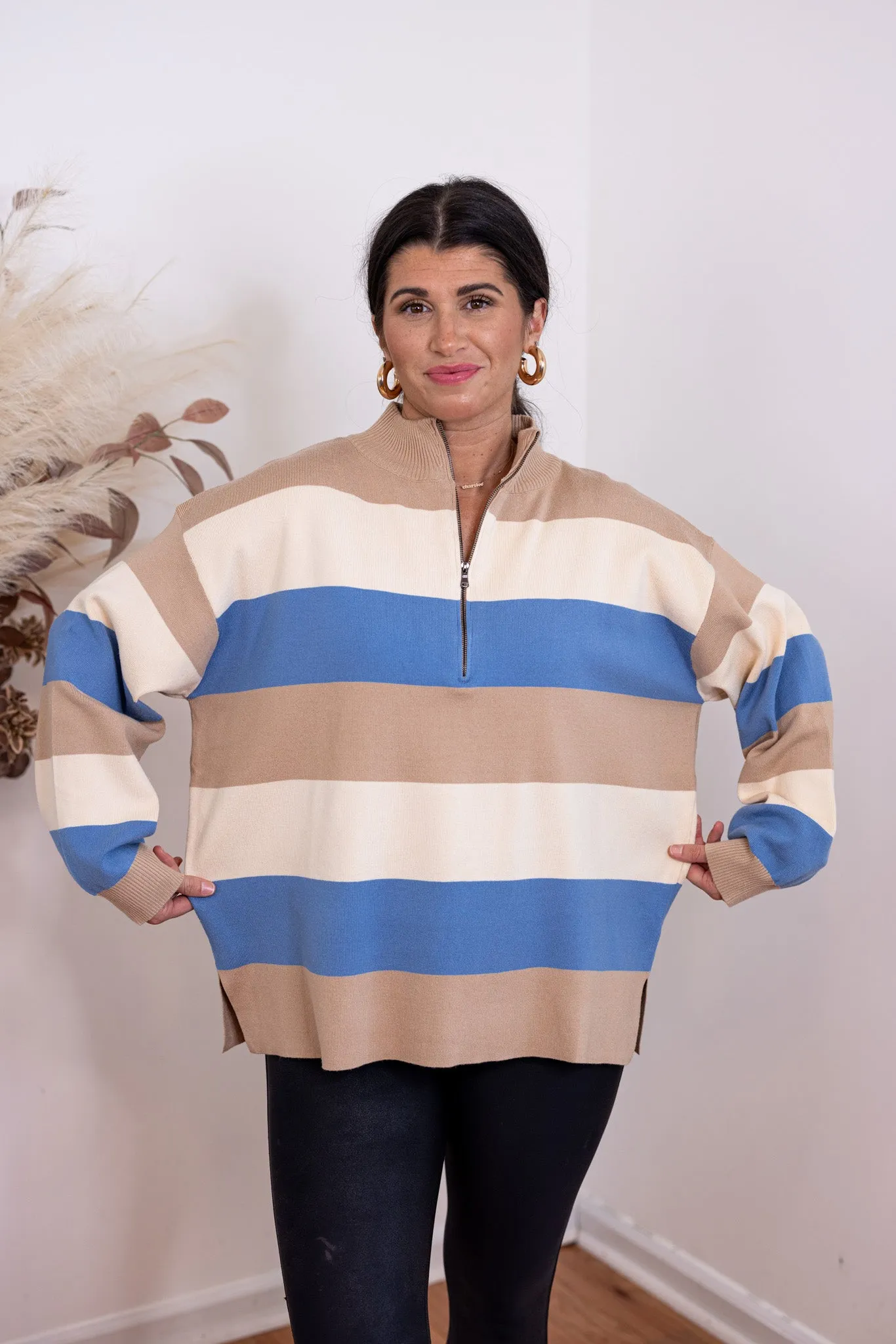 Perfectly Striped Blue Knit Top