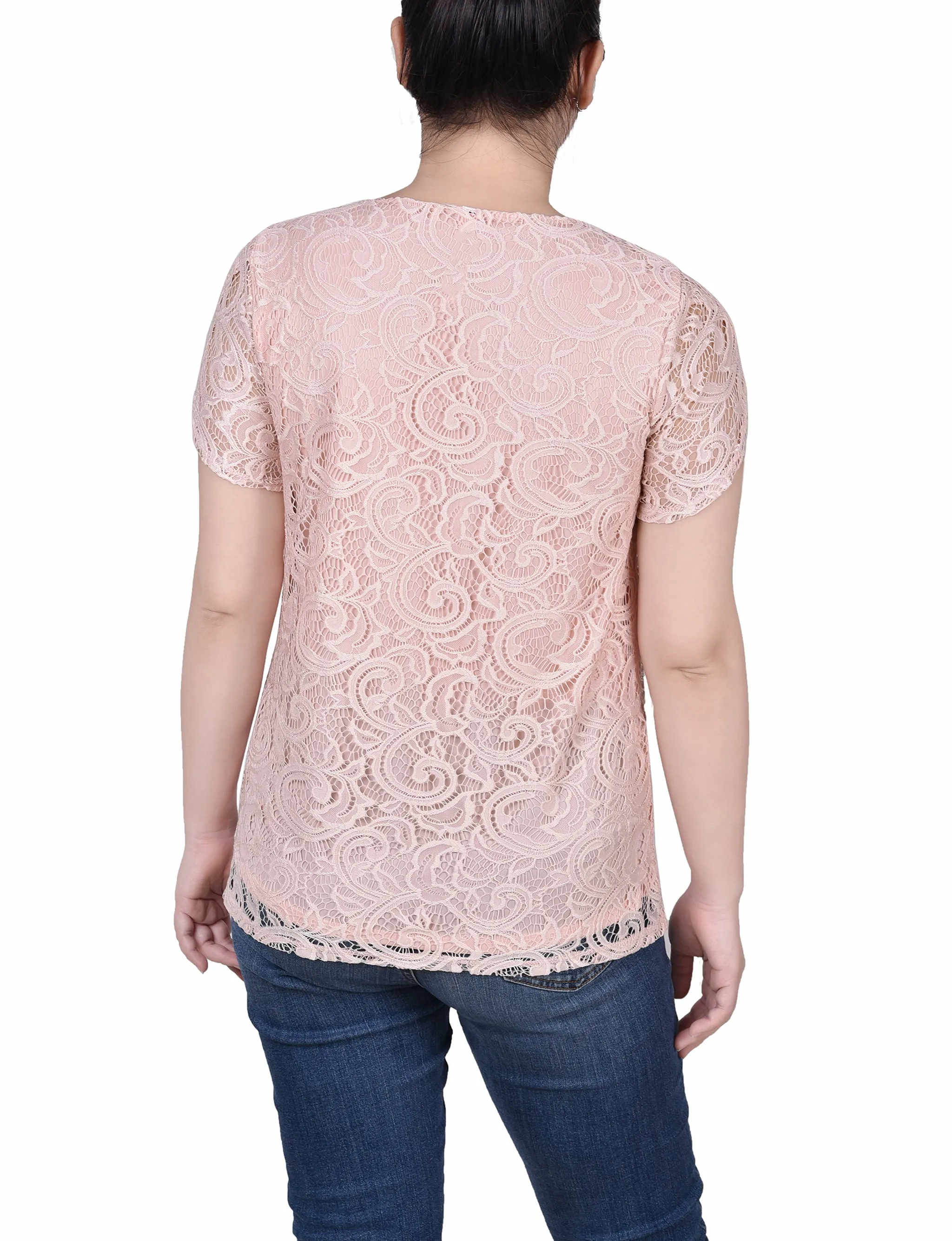 Petite Lace Petal Sleeve Top