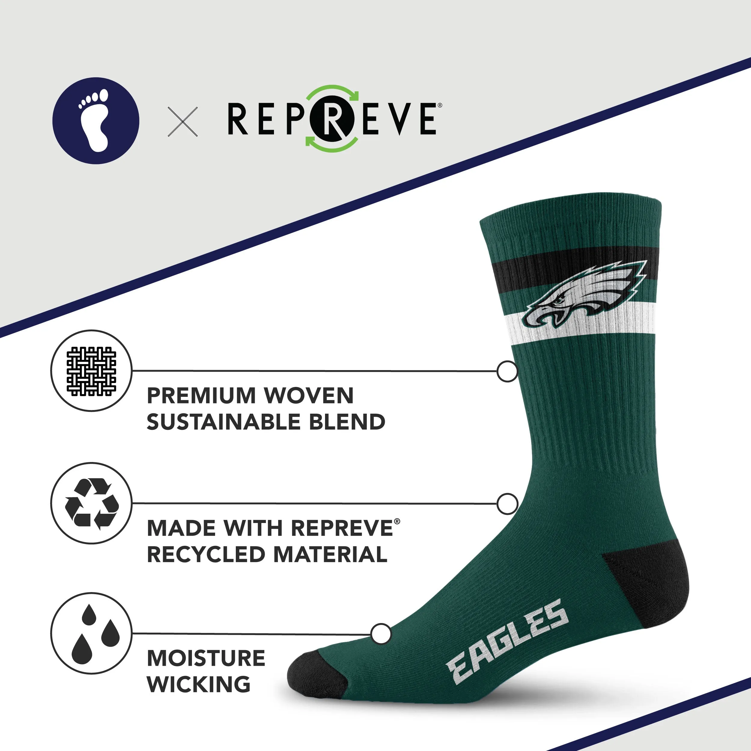 Philadelphia Eagles Legend Premium Crew Socks