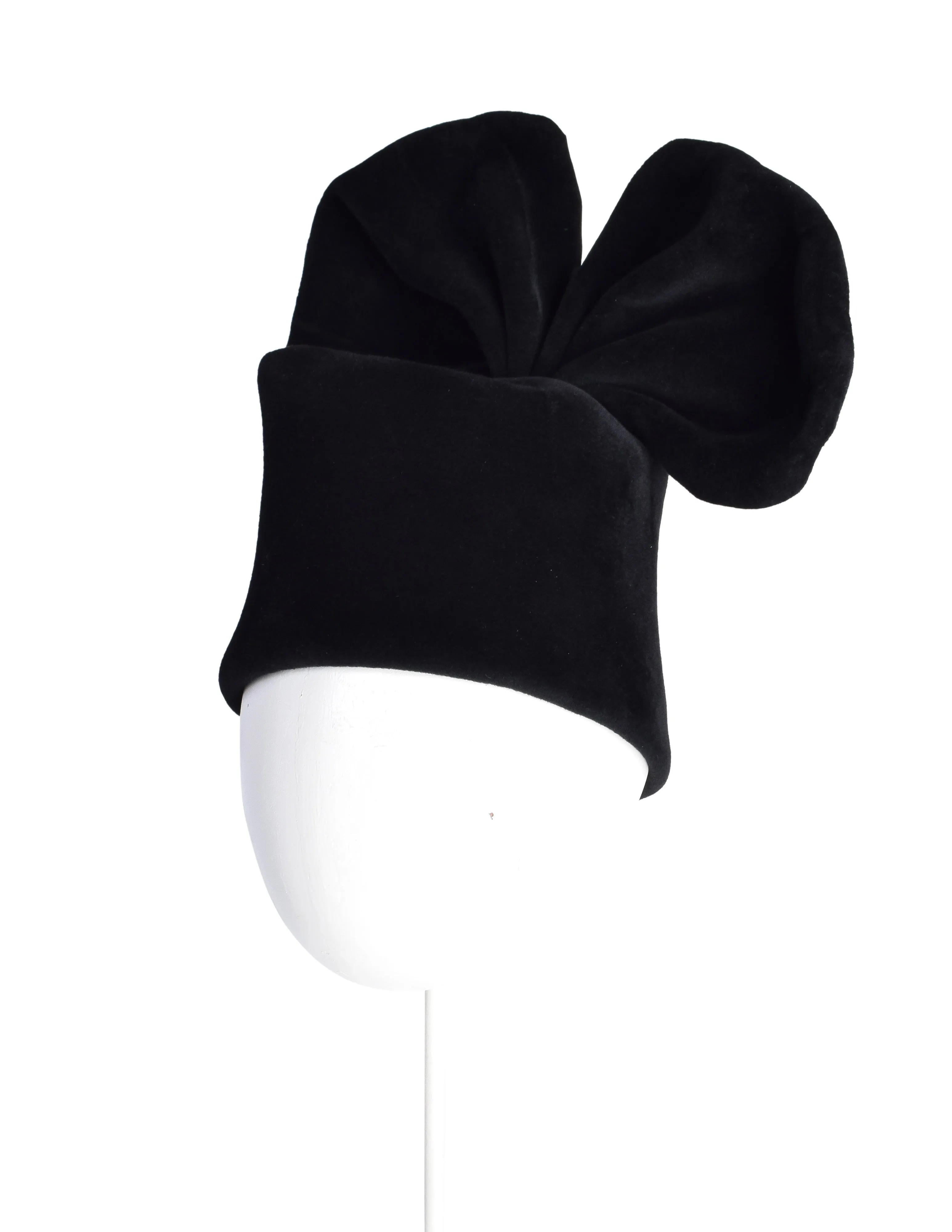 Philippe Model Vintage 1980s Avant Garde Black Wool Bow Hat
