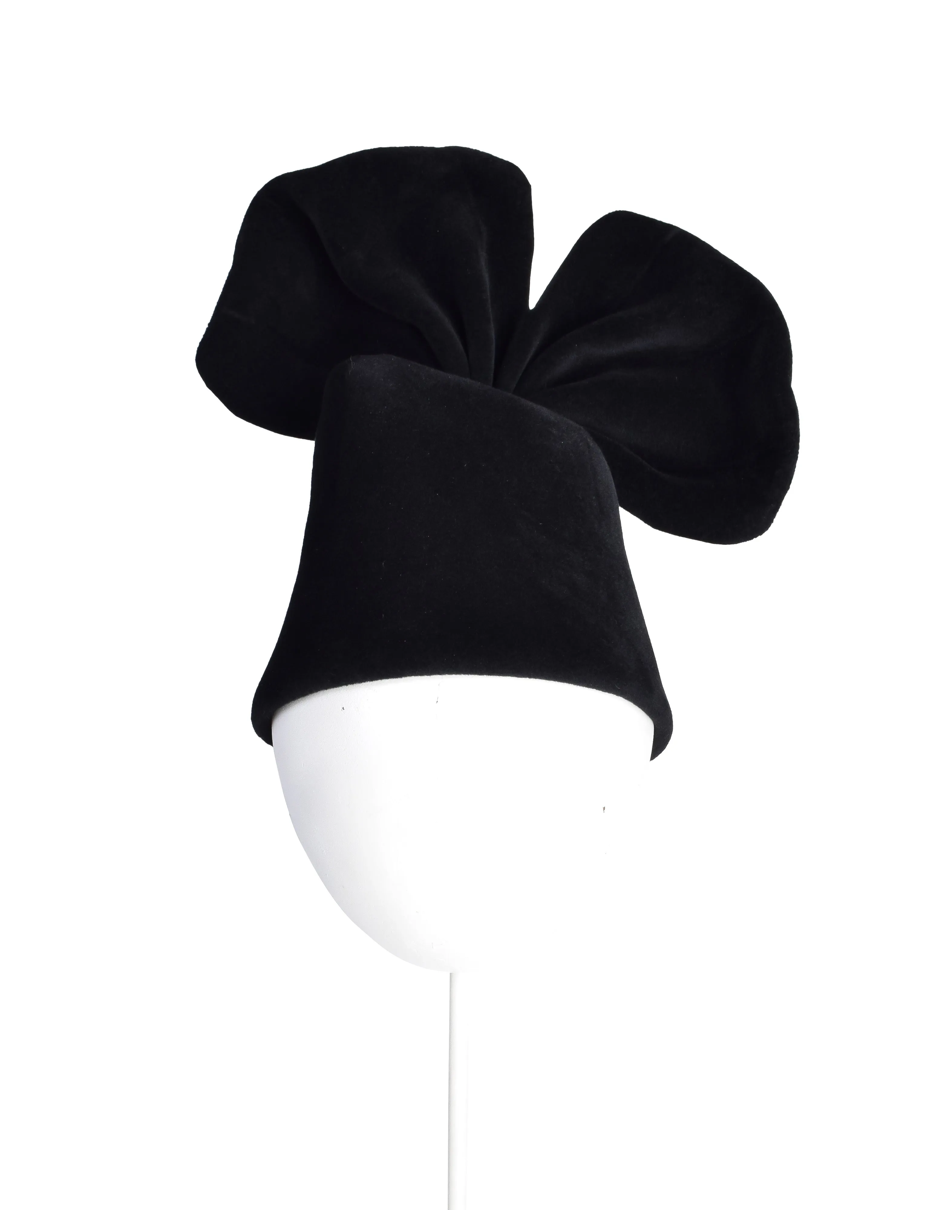 Philippe Model Vintage 1980s Avant Garde Black Wool Bow Hat