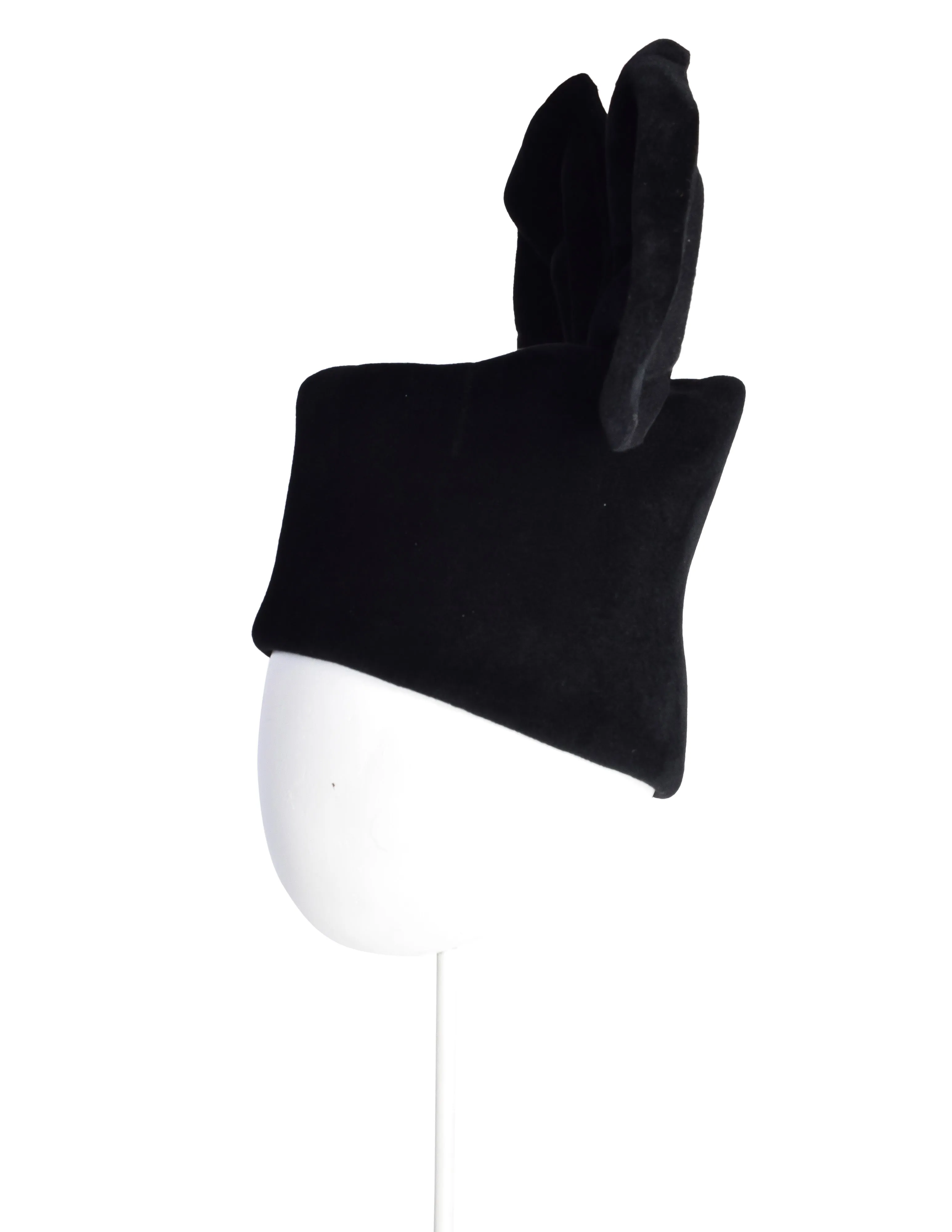 Philippe Model Vintage 1980s Avant Garde Black Wool Bow Hat