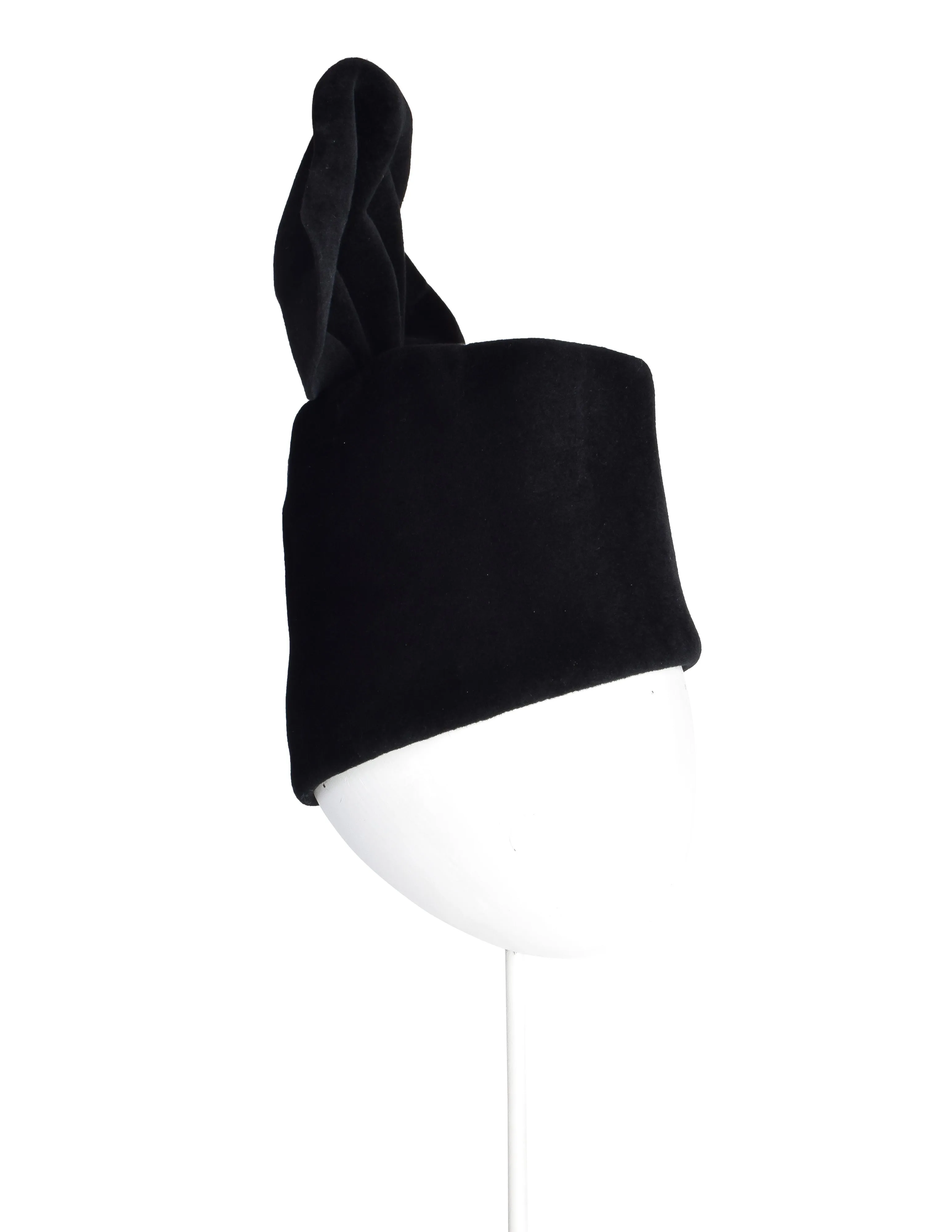Philippe Model Vintage 1980s Avant Garde Black Wool Bow Hat